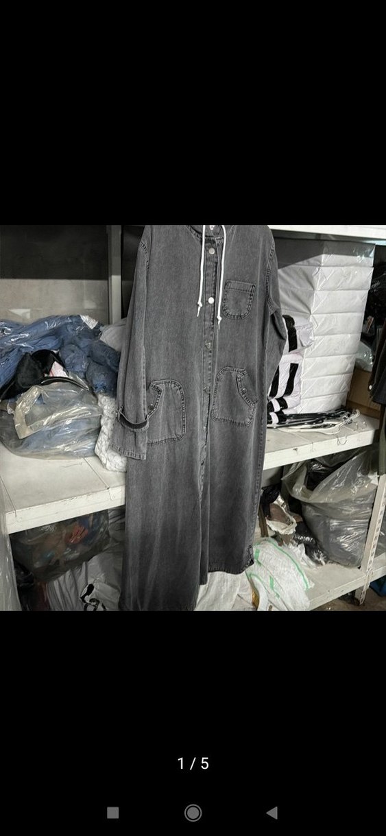 Gri Uzun Kot Ceket Kadın sıfır ürün - Görsel 3