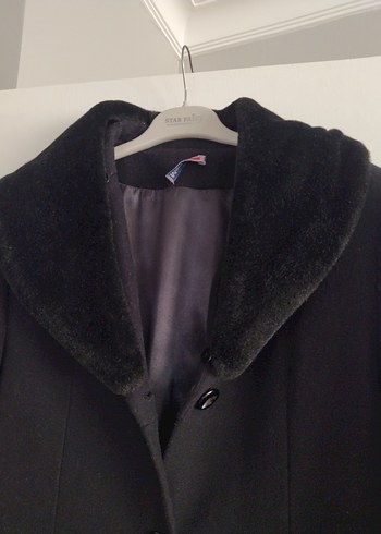 Siyah Kadın Uzun kaşe kaban - Görsel 2