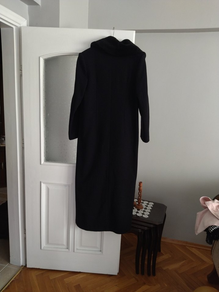 Siyah Kadın Uzun kaşe kaban - Görsel 5