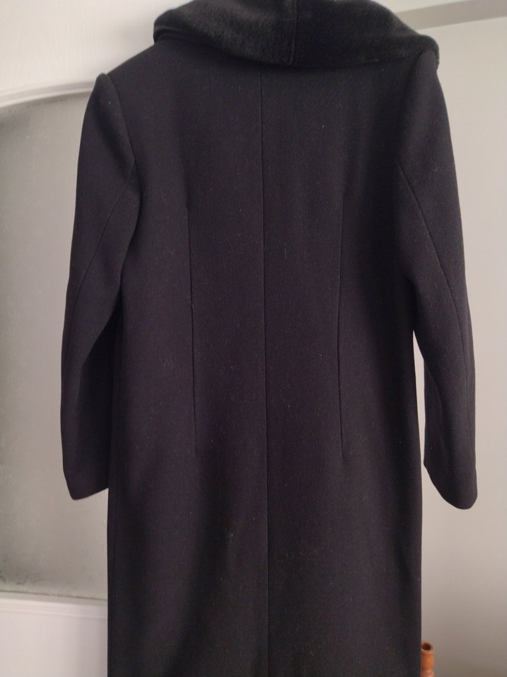 Siyah Kadın Uzun kaşe kaban - Görsel 4