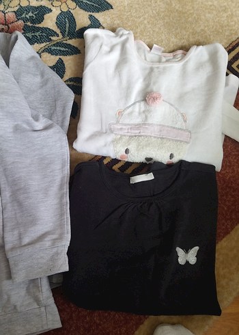 Kız Gri Nakışlı Fermuarlı Sweatshirt iki adet yanındakı hediye - Görsel 6