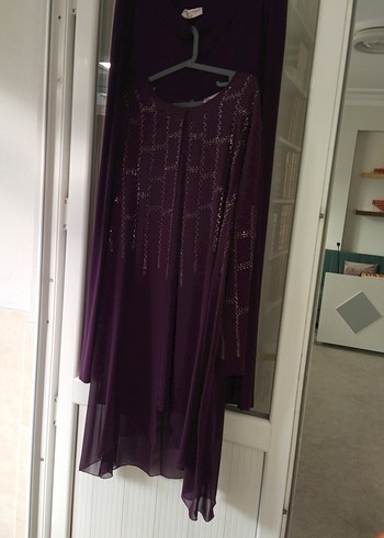 Uzun Mor Kadın Abiye Elbise tertemiz sorunsuz 52/54 - Görsel 5