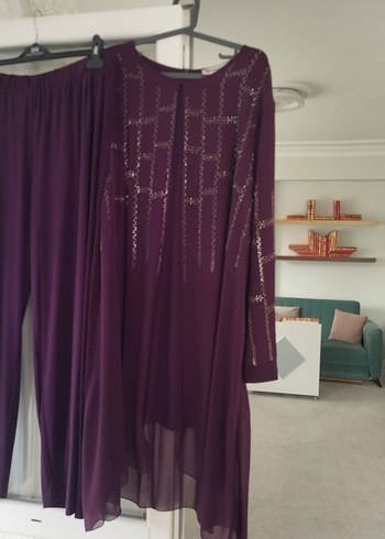 Uzun Mor Kadın Abiye Elbise tertemiz sorunsuz 52/54 - Görsel 3