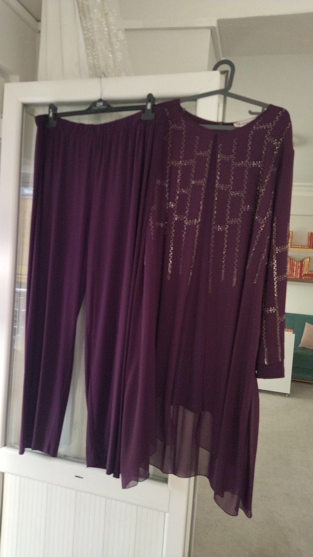 Uzun Mor Kadın Abiye Elbise tertemiz sorunsuz 52/54 - Görsel 4