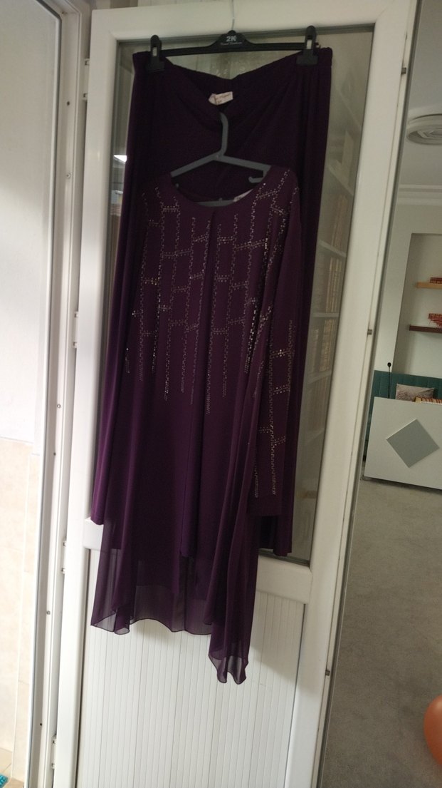 Uzun Mor Kadın Abiye Elbise tertemiz sorunsuz 52/54 - Görsel 5