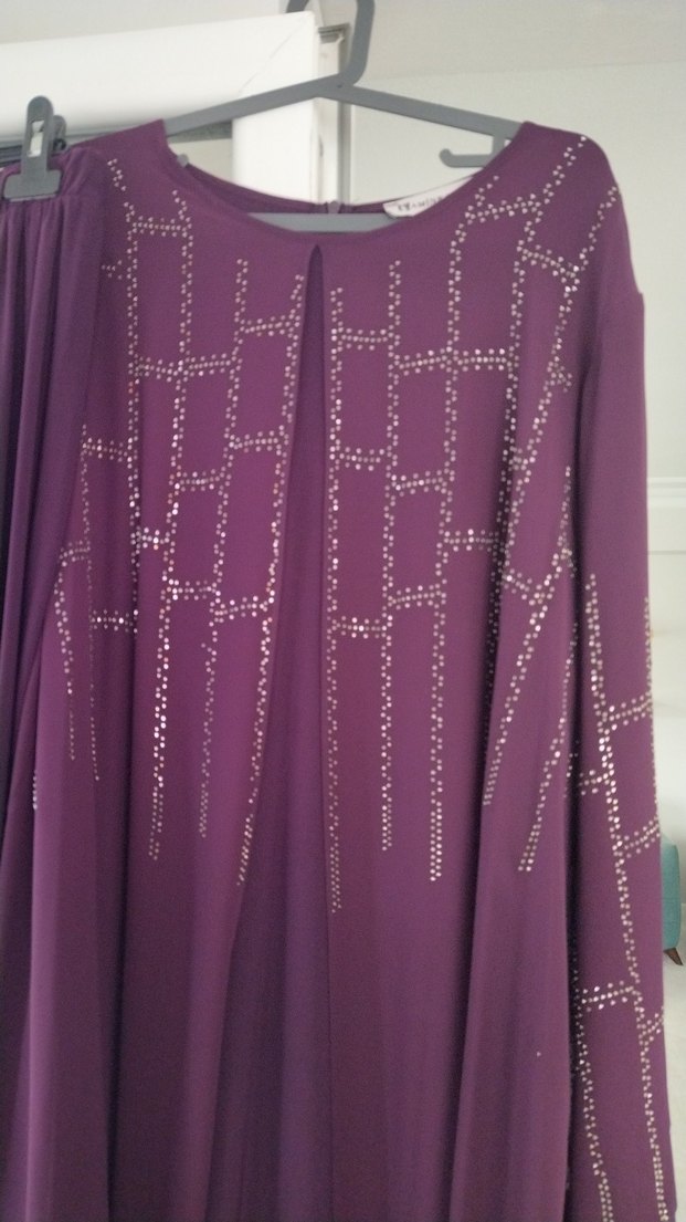 Uzun Mor Kadın Abiye Elbise tertemiz sorunsuz 52/54 - Görsel 2