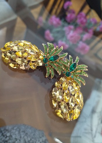 Accessorize Sarı Payetli Mini Ananas Küpeler