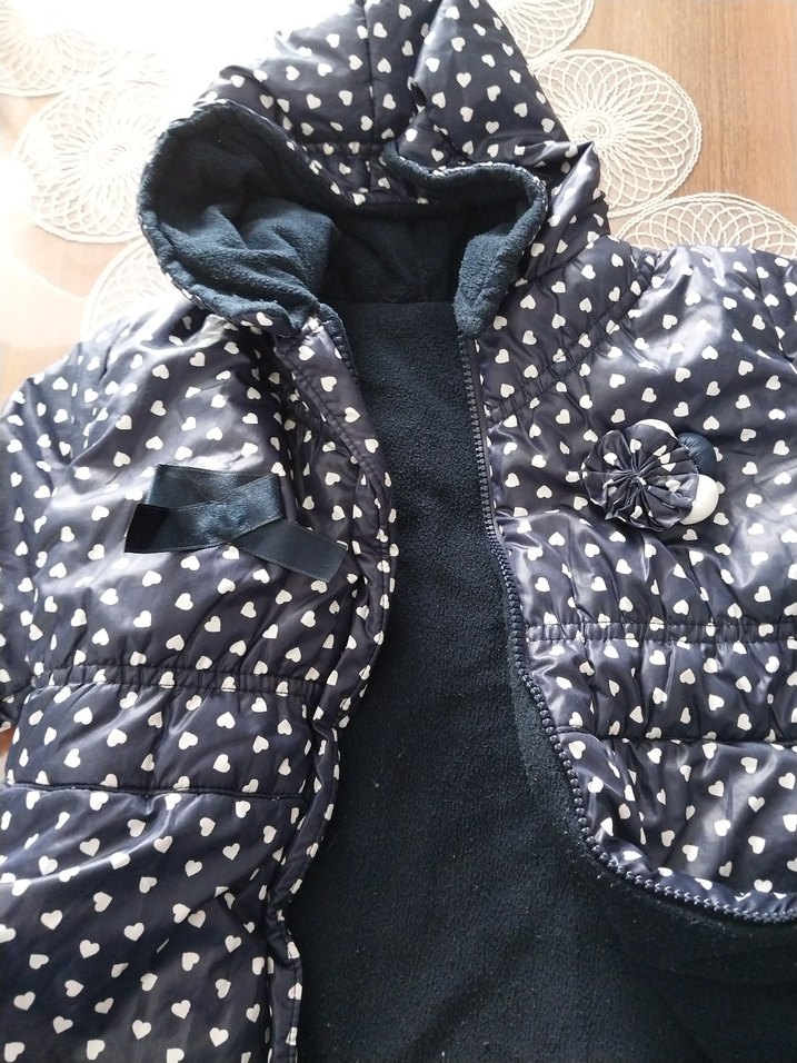 Kız Çocuk Lacivert Puantiyeli Kaban - Görsel 3