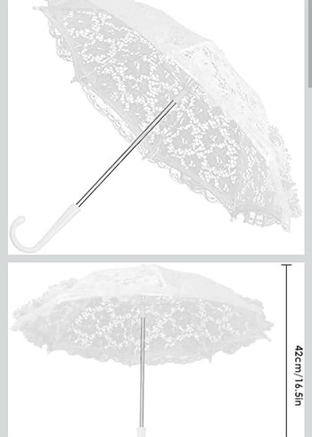 Dantel Detaylı Beyaz Kadın Şemsiye - Görsel 11