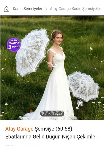 Dantel Detaylı Beyaz Kadın Şemsiye - Görsel 4