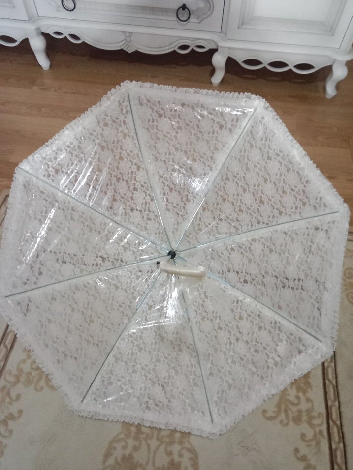 Dantel Detaylı Beyaz Kadın Şemsiye - Görsel 5