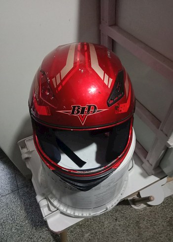 Kırmızı Baskılı Biker Motosiklet Kaskı - Görsel 5