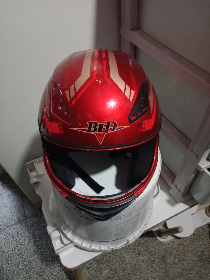 Kırmızı Baskılı Biker Motosiklet Kaskı - Görsel 5