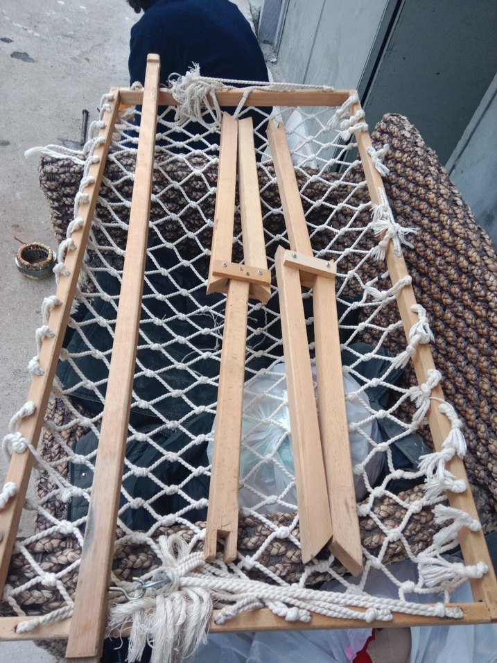 Ahşap Ayaklı Beyaz Beşik Hamak - Görsel 5