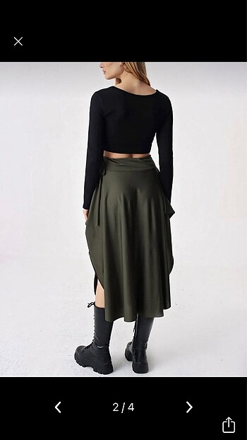 Asimetrik Kesim Beli Bağlamalı Etek - Görsel 2