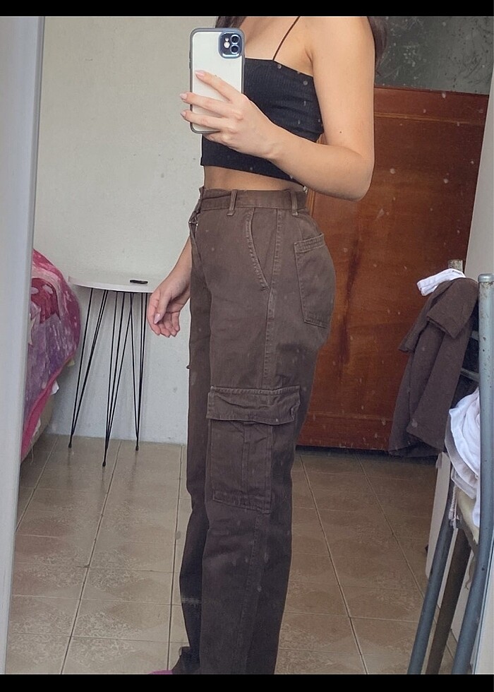 Kahverengi Kargo Pantolon - Görsel 3