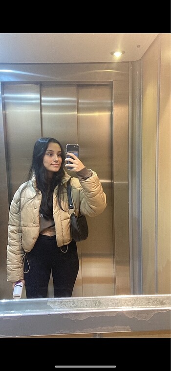 s Beden camel Renk Bershka Şişme Mont