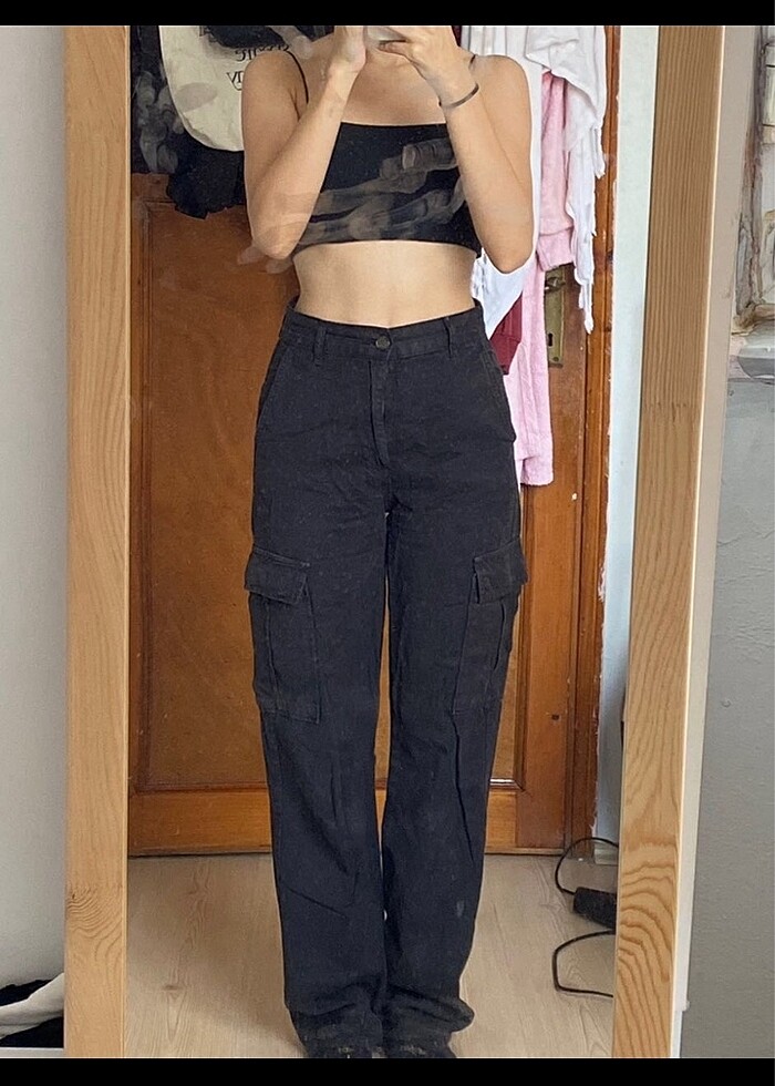 Siyah Kargo Pantolon - Görsel 2