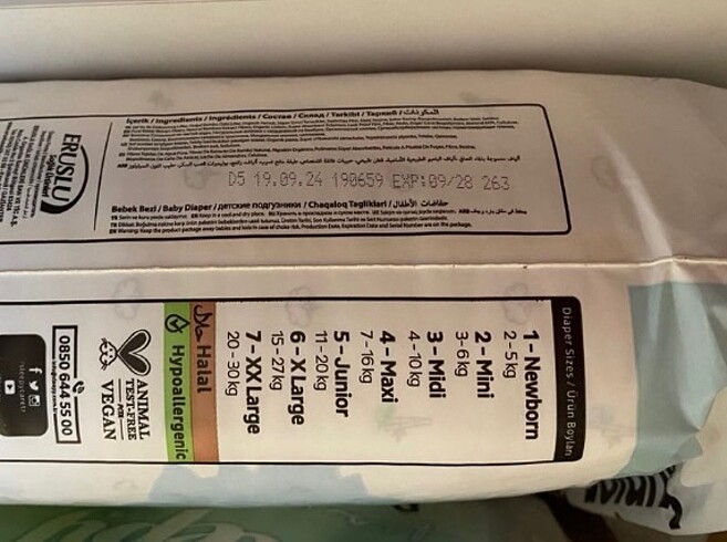 5 Beden: 11-25 kg Beden Sleepy bio 5numara