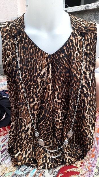 Leopar desenli Bluz