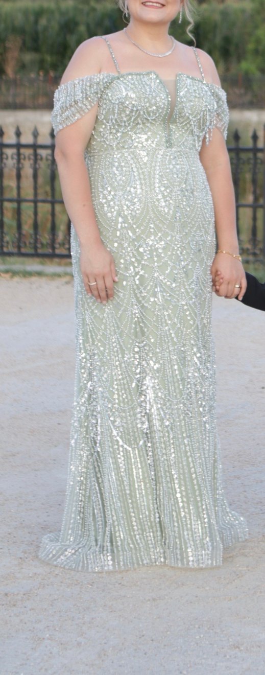 İşlemeli Straplez Uzun Abiye Elbise - Görsel 3