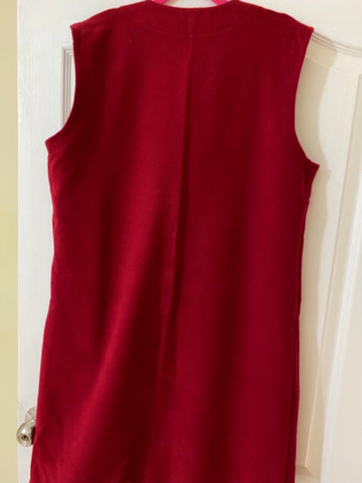 V Yaka Bordo Midi Kolsuz Kadın Yelek - Görsel 2