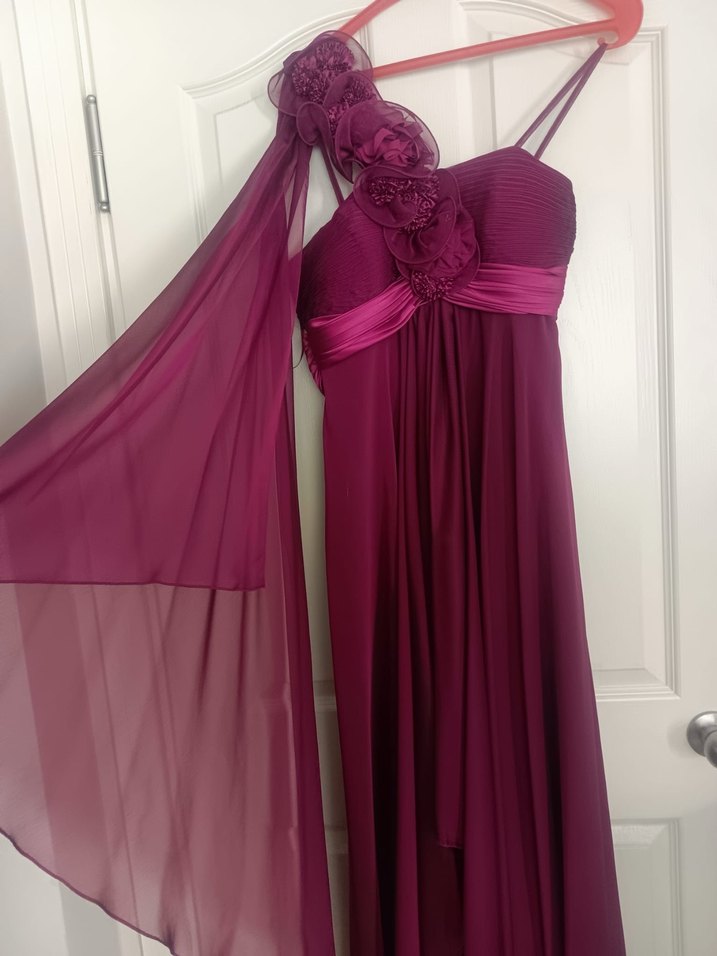 Mor Mürdüm Straplez Uzun Abiye Elbise - Görsel 3