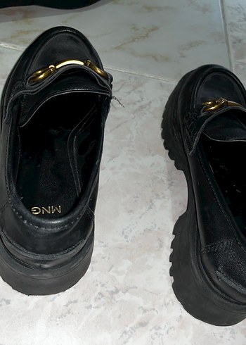 Siyah Deri Tokalı Platform Topuklu Kadın Loafer - Görsel 5