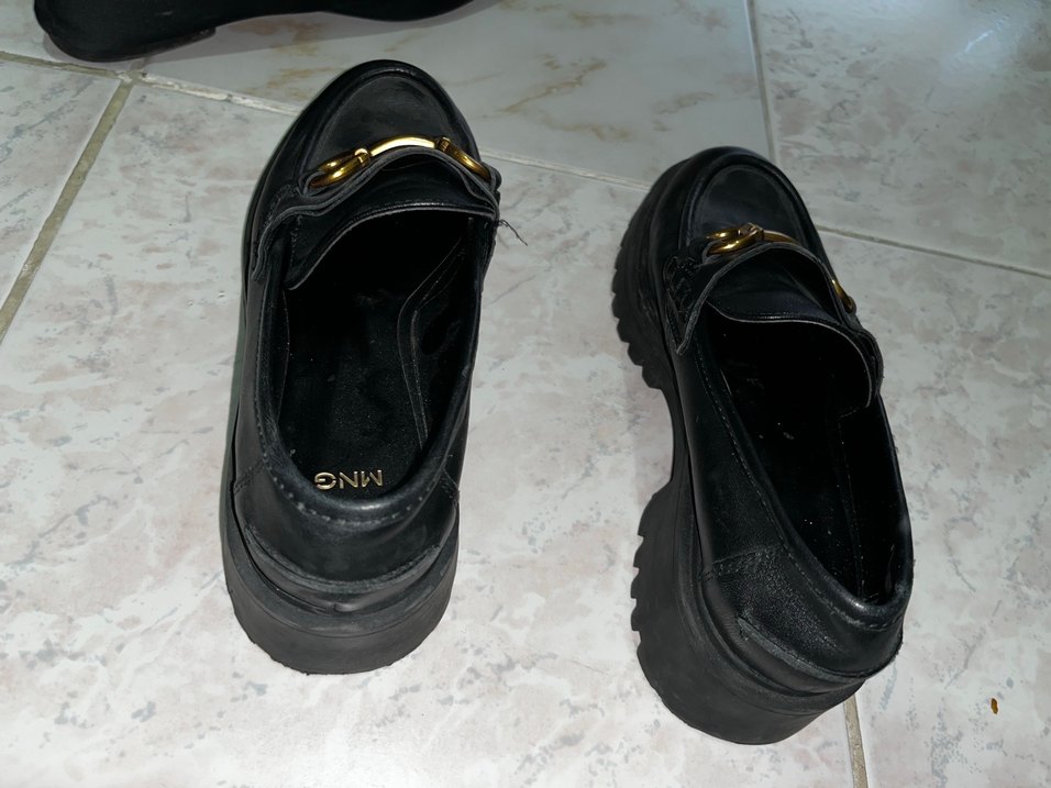 Siyah Deri Tokalı Platform Topuklu Kadın Loafer - Görsel 5