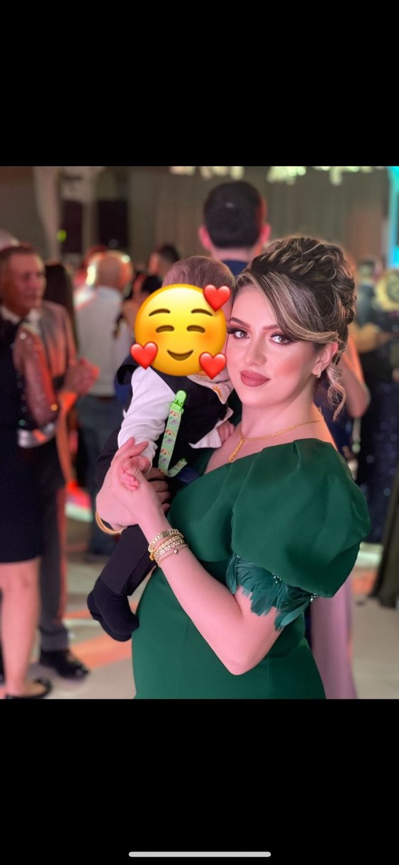 Yeşil haki uzun yırtmaçlı kuyruklu Abiye Elbise - Görsel 3