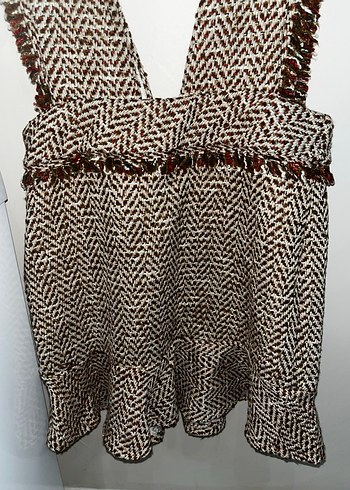 Koton Bohem Mini Örme Kahverengi ekoseli Elbise - Görsel 4