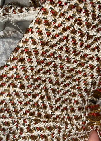 Koton Bohem Mini Örme Kahverengi ekoseli Elbise - Görsel 7