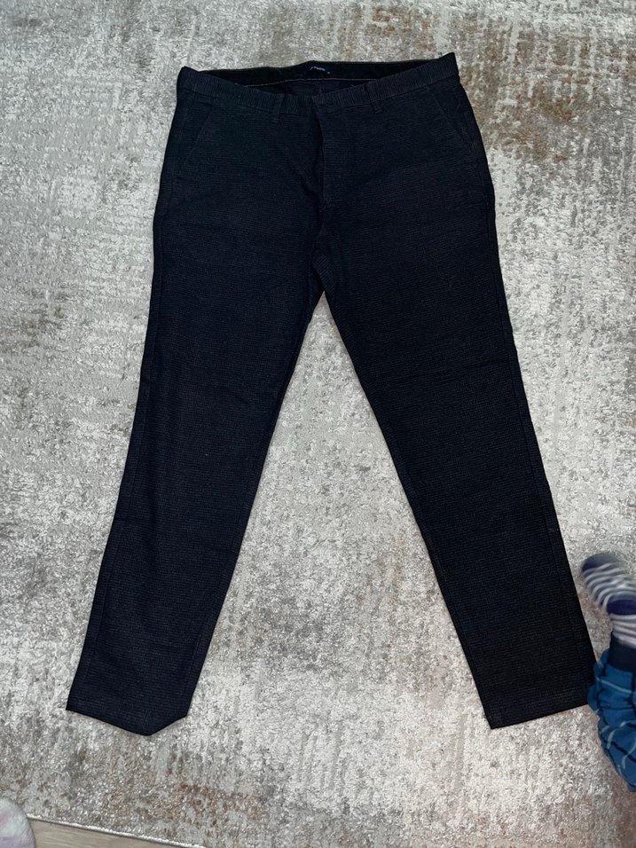 Lacivert Erkek Denim Düğmeli Pantolon - Görsel 3
