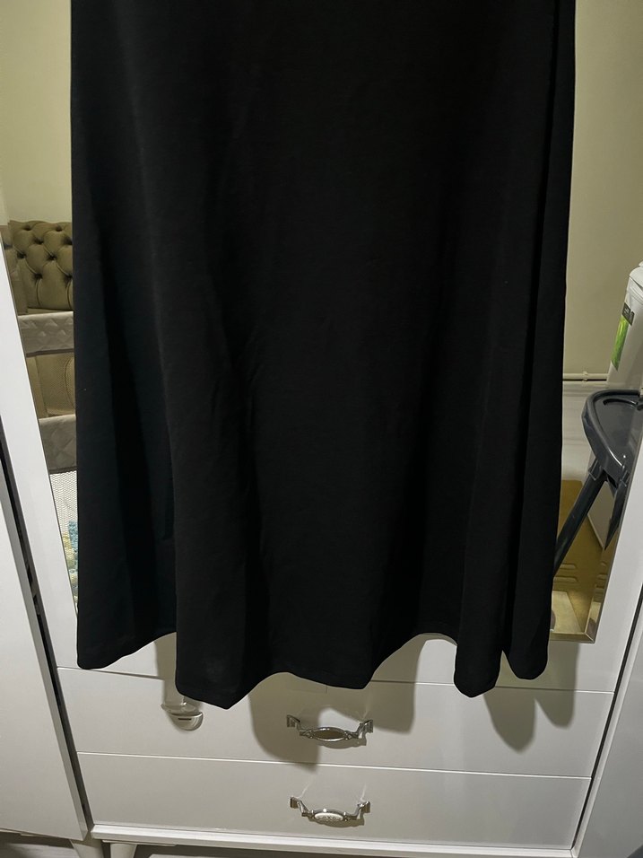 Siyah Parlak Midi Kadın elbise - Görsel 5