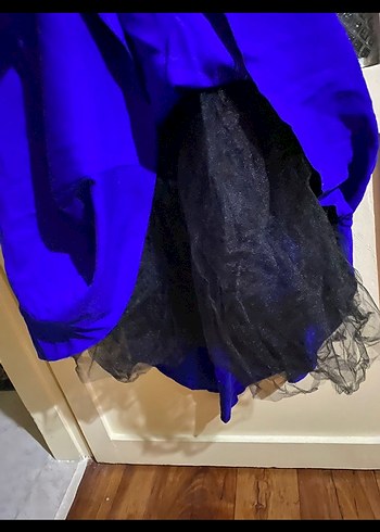 Saks Mavisi Drapeli Uzun Abiye Elbise - Görsel 8