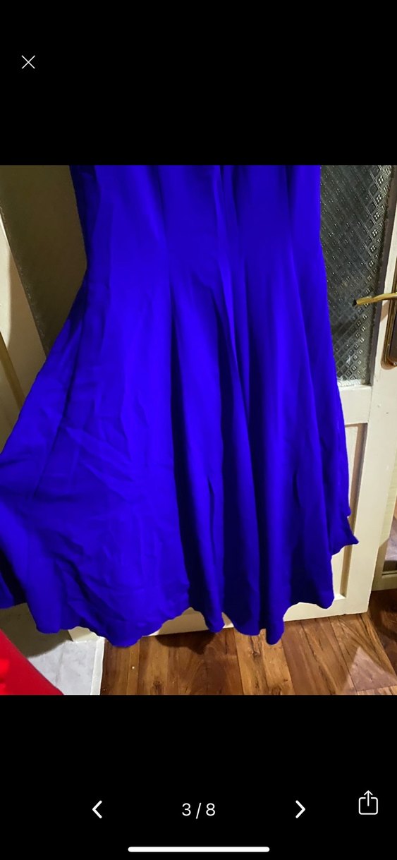 Saks Mavisi Drapeli Uzun Abiye Elbise - Görsel 3