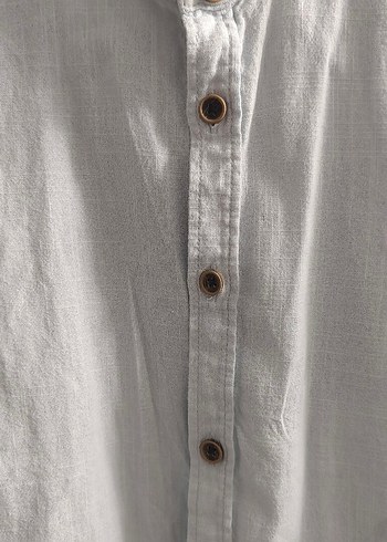Erkek Keten Kısa Kollu Gömlek - Görsel 3