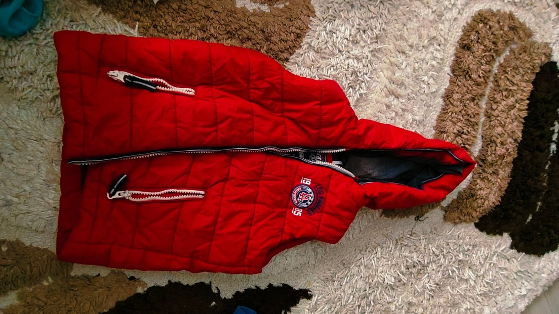 Kırmızı Kapüşonlu Nakışlı Street Wear Yelek - Görsel 2