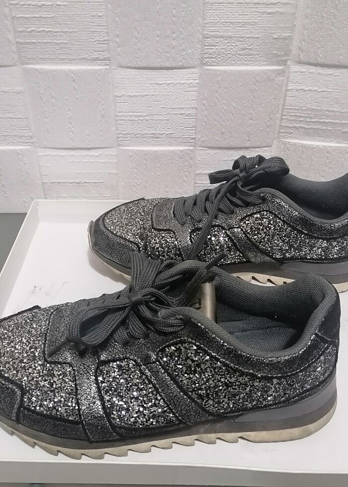 Kemal Tanca gümüş simli sneaker  - Görsel 3