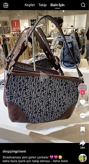  Beden Stradivarius Monogram desenli çanta