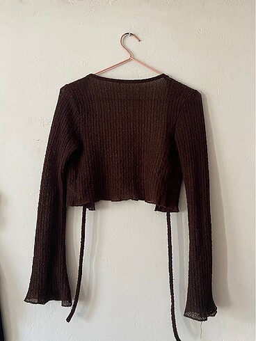 Koton Koton Kahve Crop Bağlanabilir Bluz