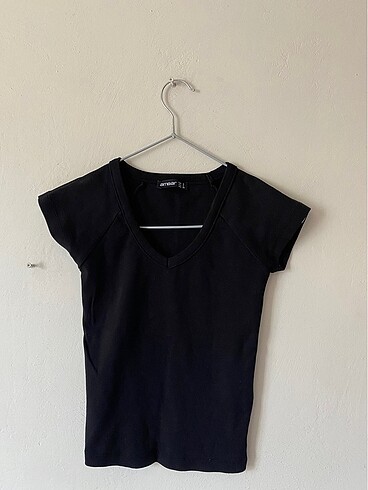 Diğer dar v yaka belde crop tshirt