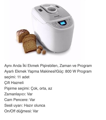 Arçelik Arçelik ekmek yapma makinası