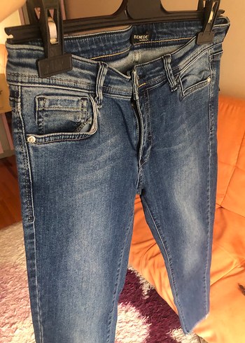 s Beden Kadın Mavi Slim Fit Midi Denim Jean