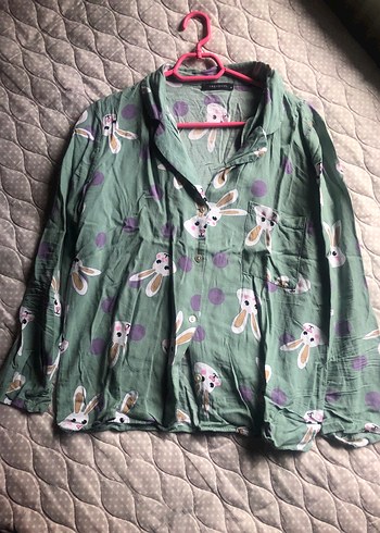 Düğmeli Pamuklu Uzun Kollu pijama