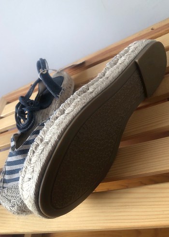 Kadın Mavi Çizgili Hasır Dolgu Topuk Espadril - Görsel 10