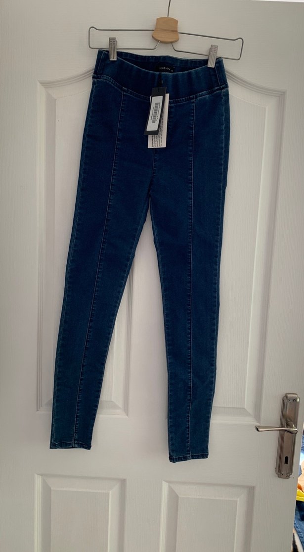 Lacivert Esnek Kumaşlı Kadın Midi Kot Pantolon - Görsel 4