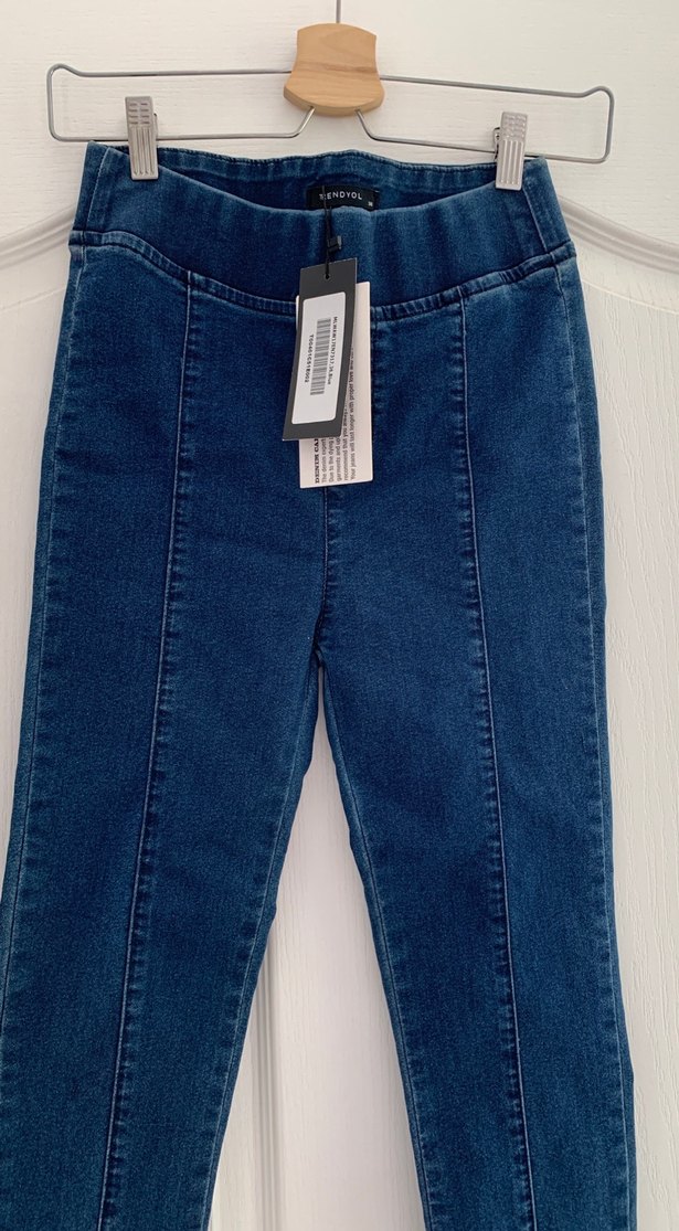 Lacivert Esnek Kumaşlı Kadın Midi Kot Pantolon - Görsel 3