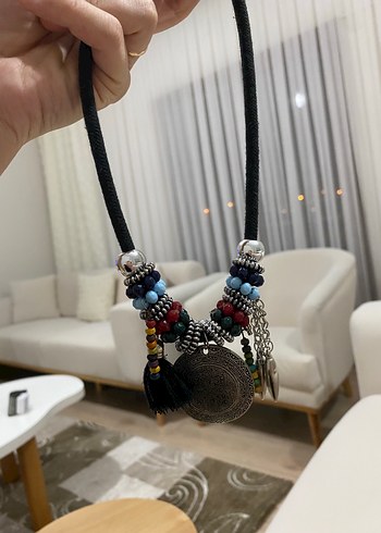 Diğer Renkli Boncuklu Bohem Uzun Kolye