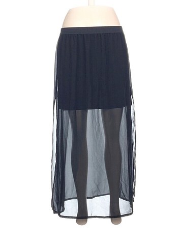 H&M Uzun Siyah tül detay Gotik Midi Etek